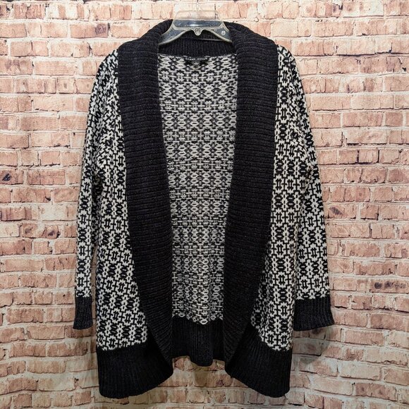 Black Rivet Open Cardigan Black/White Size Large - Picture 1 of 8